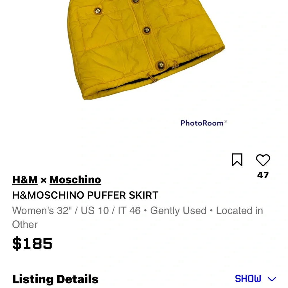 Moschino & H&M Collab Yellow Puffer Mini Skirt with Gold Accents - Picture 13 of 15